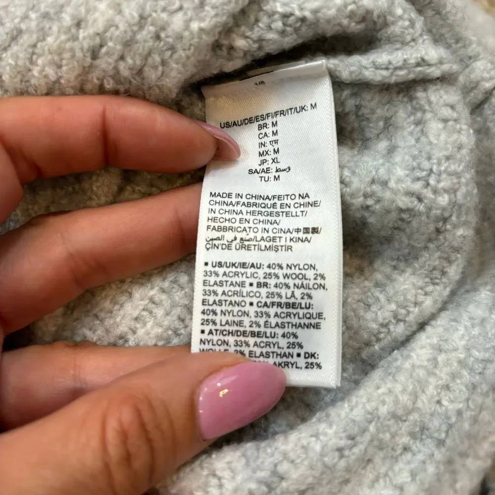 Ladies Daily Ritual Brand Grey Wool Blend Mock Neck‎ Sweater Size Medium